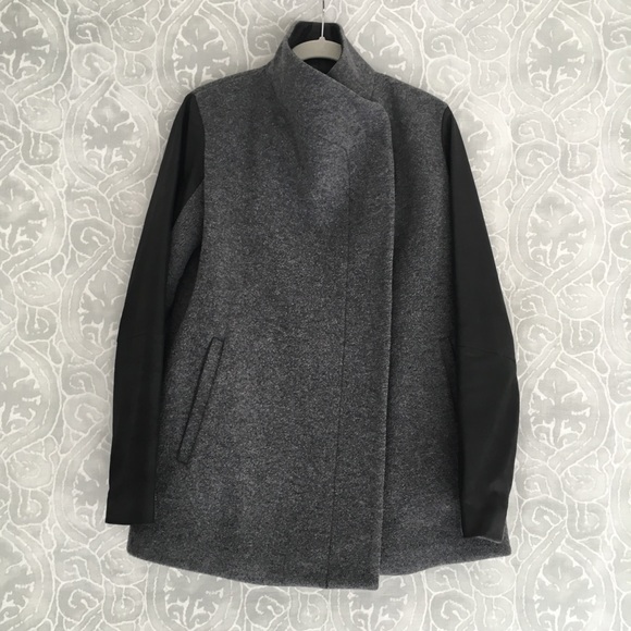 Theory Wool and Leather Coat - Picture 3 of 5